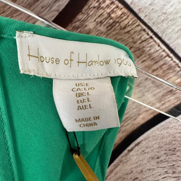 House of Harlow Dress Green Large Tie Neck Boho Flowy Style Versatile Long NWT - Picture 7 of 8